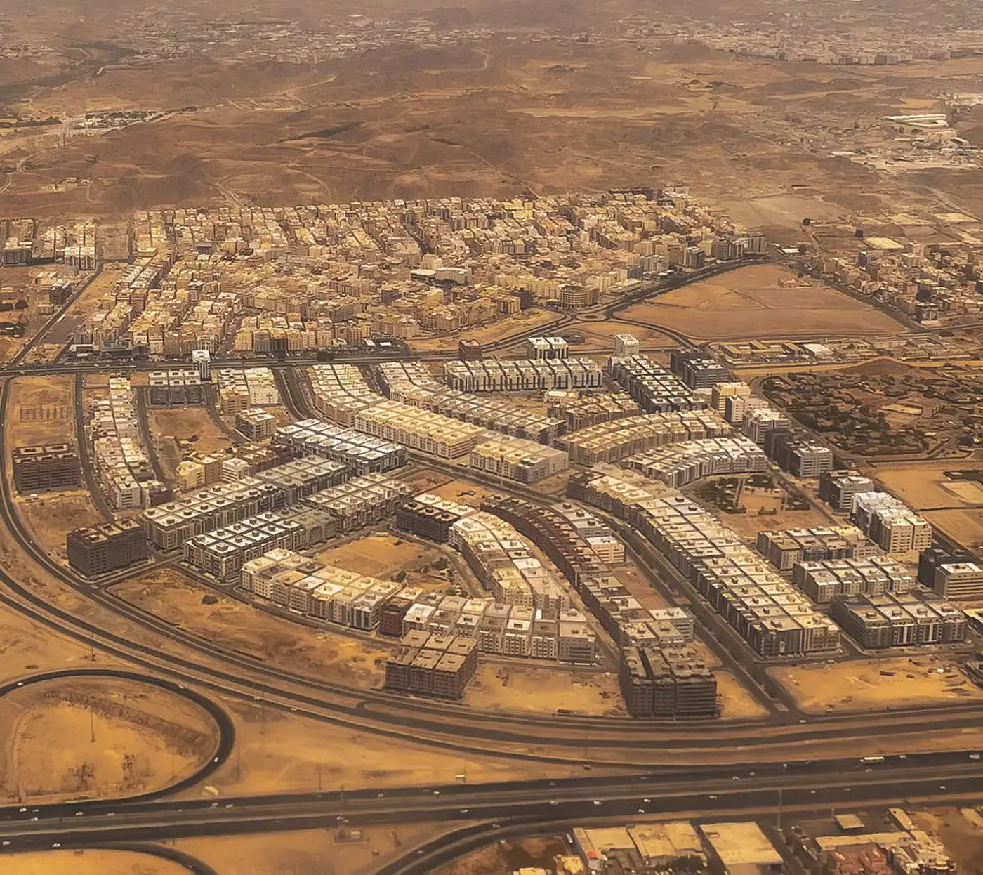 Aerial view of Jeddah roads and highways